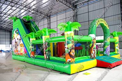 Коммерческий надувной батут "Джунгли малый со скалодромом"