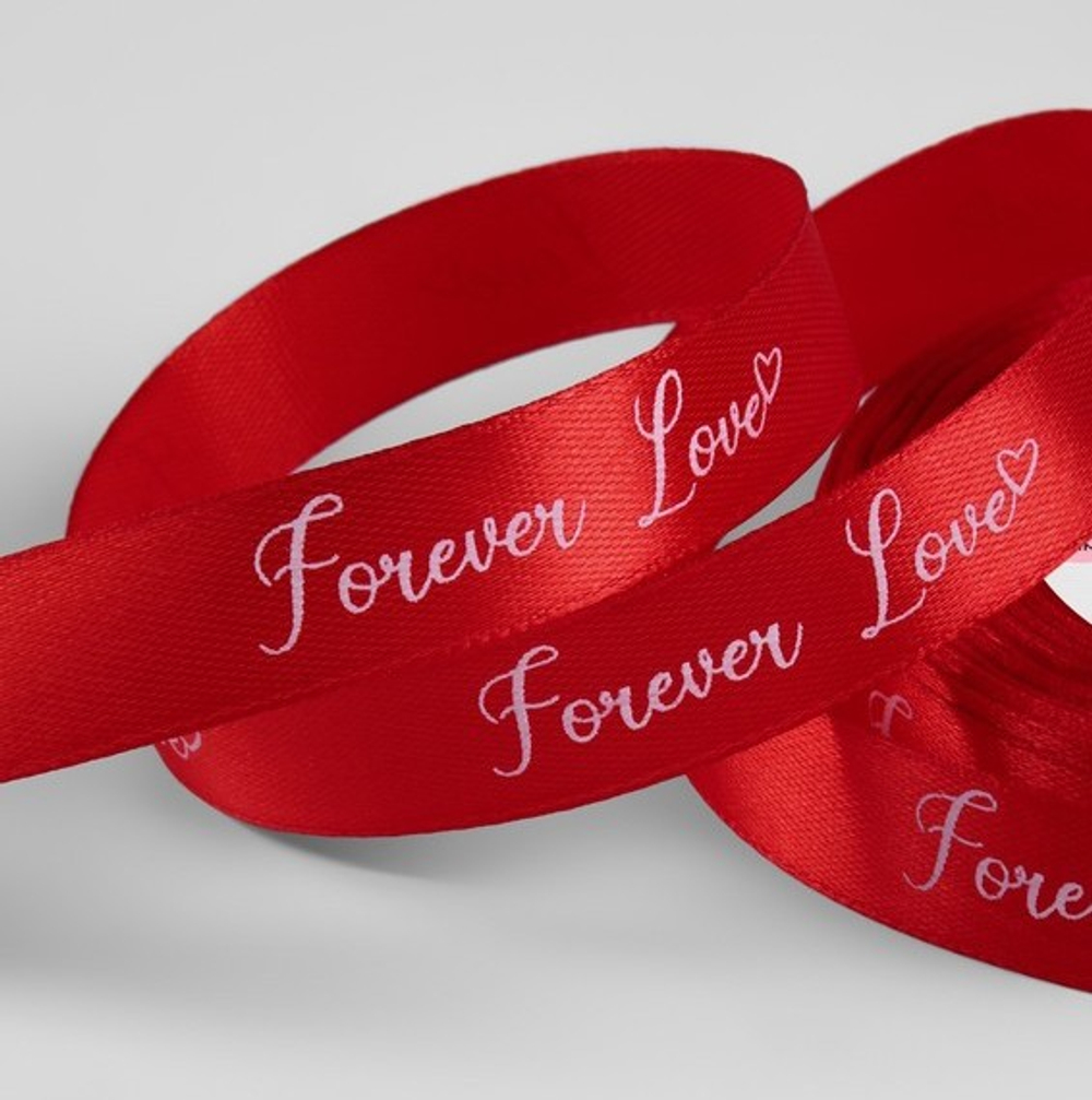 Атласная лента «Forever love», 15 мм
