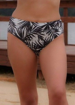 Плавки-бразилиана из ткани с растительным принтом с люрексом (Размер: M) (Цвет: черный с белым)