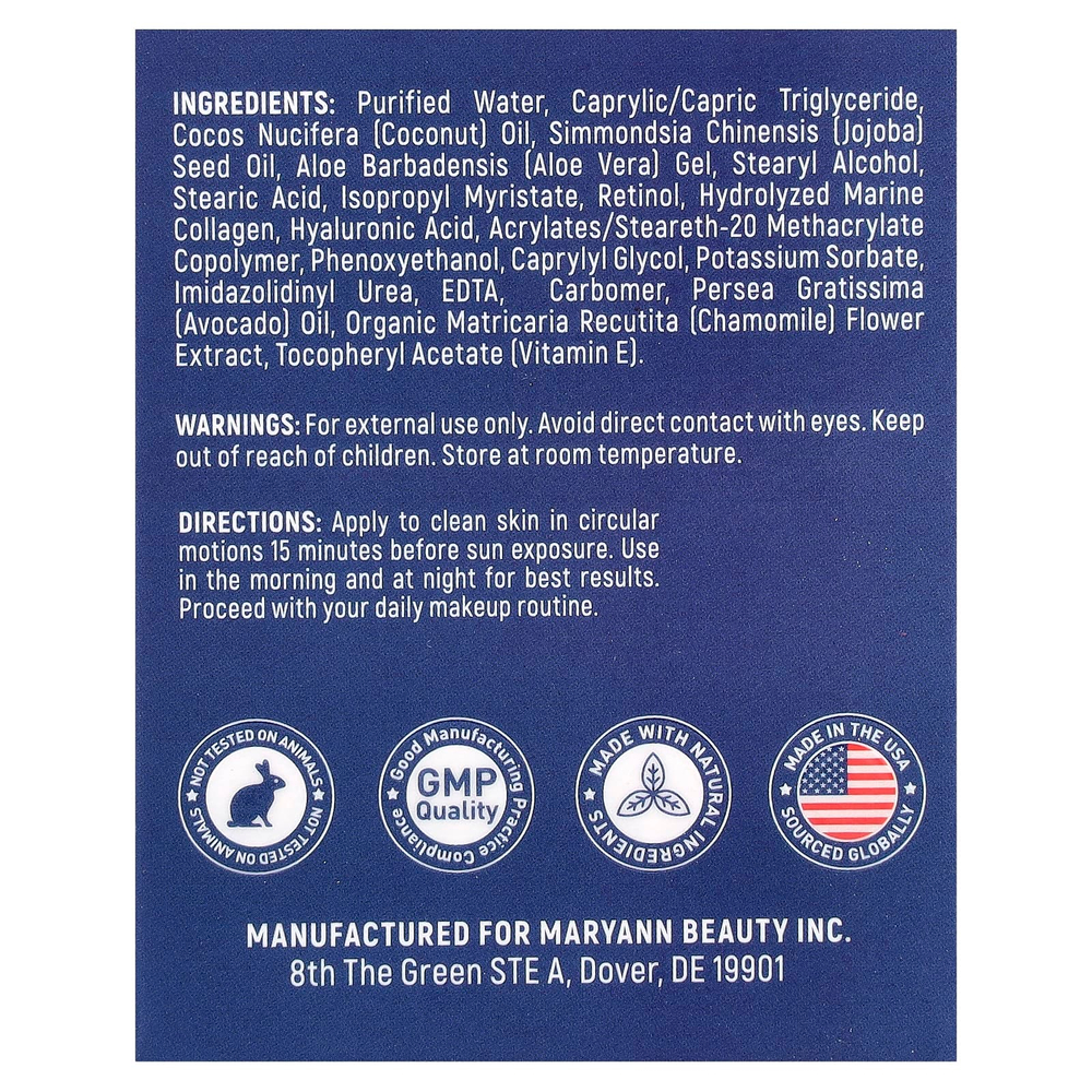 MaryAnn Organics, дневной и ночной антивозрастной крем с коллагеном, для всех типов кожи, 50 мл (1,7 жидк. унции)