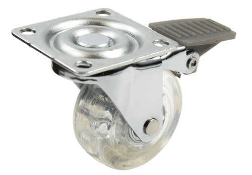 Колесо D-50 полиуретановое на подшипнике прозрачное со стопором KM Grade