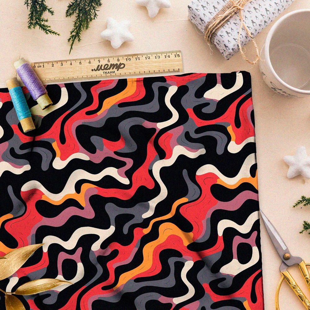 Ткань премиум габардин колоритные сны