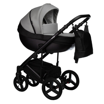 Детская коляска Indigo Tour Eco 2 в 1 Te02 черная кожа+серая кожа