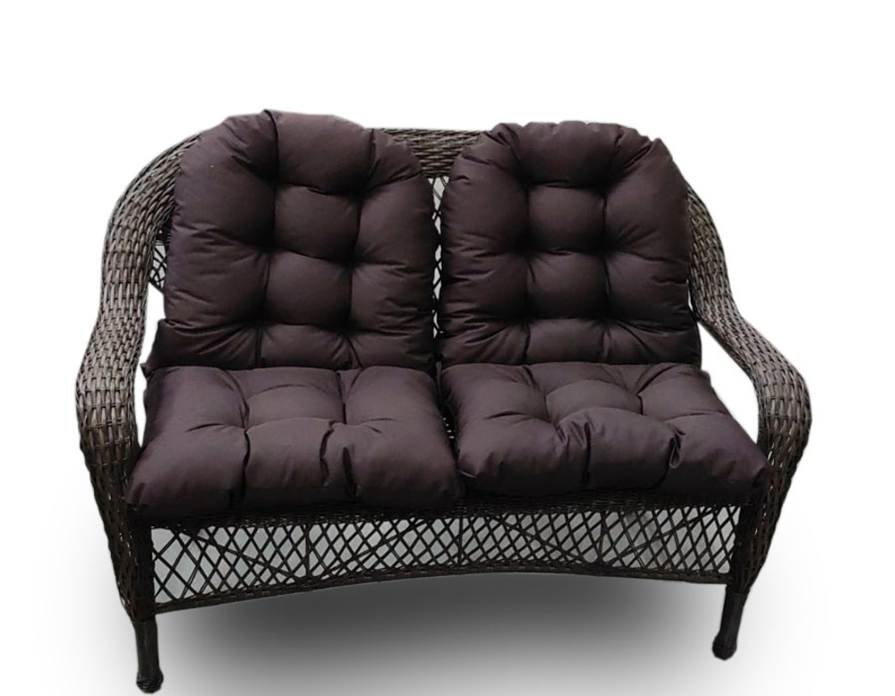 Двухместный диван из искусственного ротанга МЭДИСОН НЬЮ  с подушками на сидение и на спинку