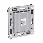 Телефонная розетка RJ-12 без шторки в стену одинарная, "Avanti", "Закаленная сталь"