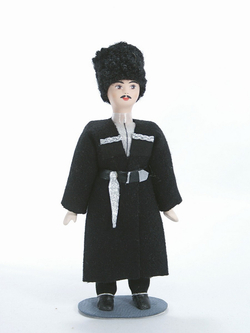 Кукла коллекционная в кавказском мужском костюме: черкеска, папаха