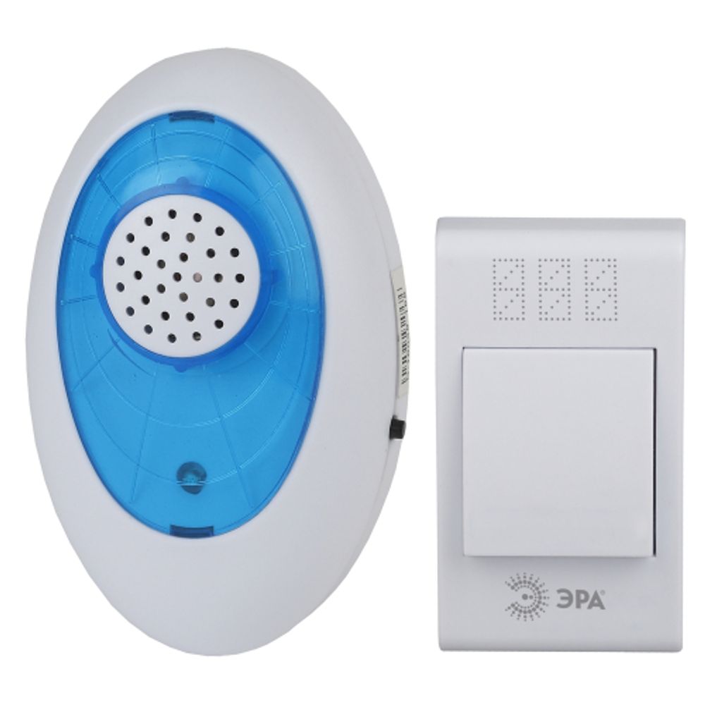 Звонок дверной ЭРА A01 беспроводной аналоговый белый с синим 32 мелодии в пакете