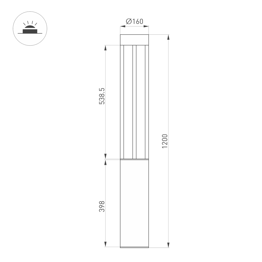 Светильник LGD-CASTELLO-BOLL-H1200-20W Warm3500-MIX (GR, 80 deg, 230V) (Arlight, IP65 Металл, 5 лет) 047686