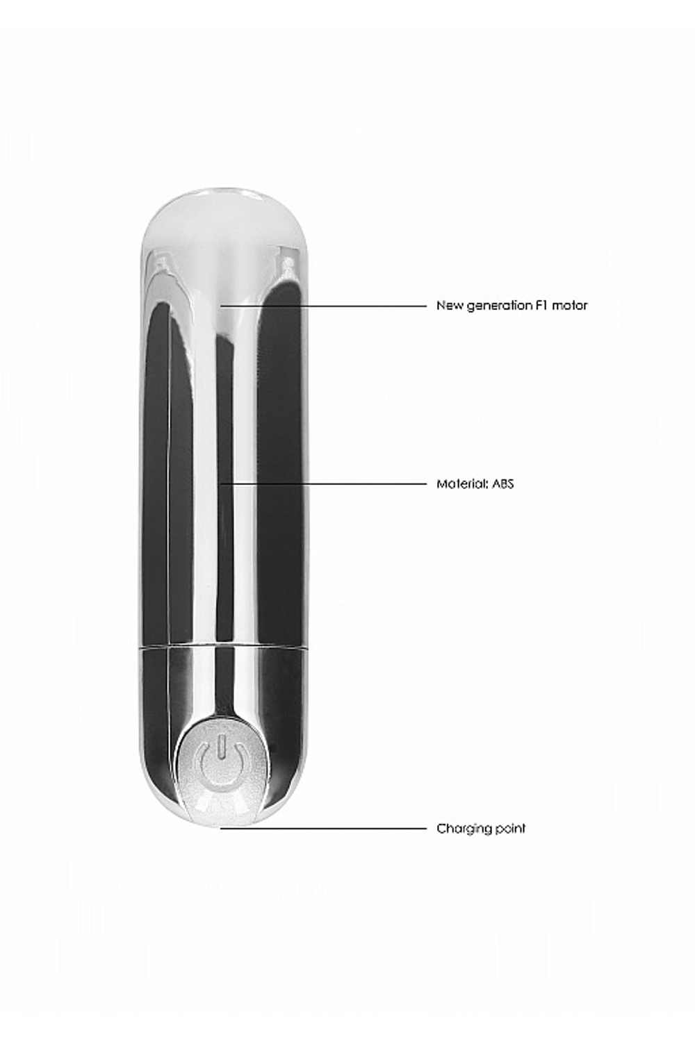 Перезаряжаемая мощная вибропуля, серебристый