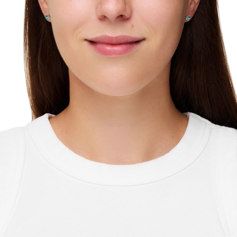 Серьги Серебряное Сердце с Камнем – Голубые