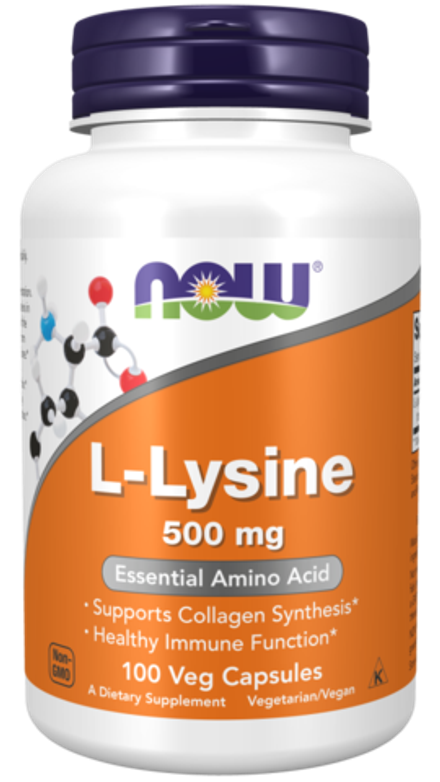 NOW Foods, L-лизин 500 мг, L-Lysine 500 mg, 100 вегетарианских капсул