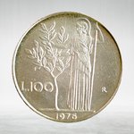 Italy 100 Lire 1976 R "Minerva Standing – Large Type", AU
