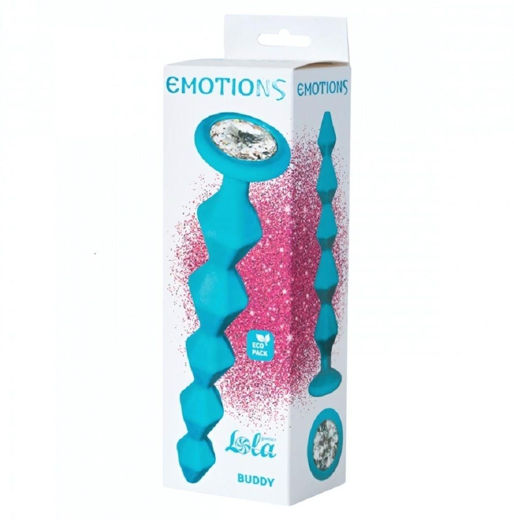 Анальная цепочка с кристаллом Baddy бирюзовый 17,7 см