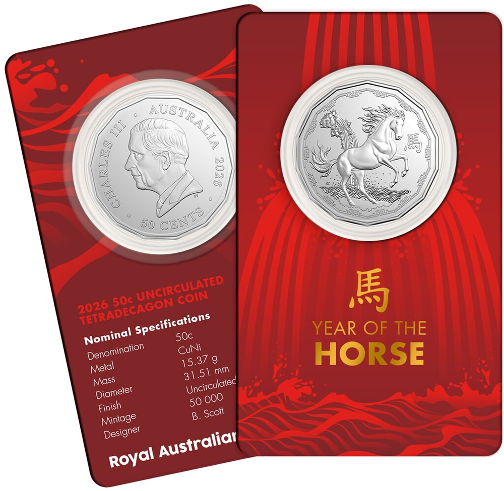 Австралия 50 центов 2026 Год Лошади