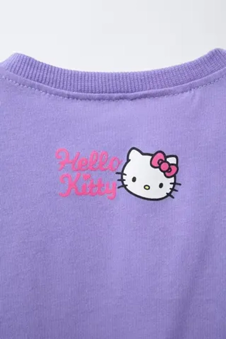 ZARA ФУТБОЛКА В ПОЛОСКУ HELLO KITTY ©, СИРЕНЕВЫЙ