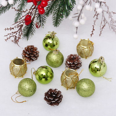 Набор украшений «Изумрудное волшебство» 20*11,5*4 см (12 предметов), Золото/салатовый