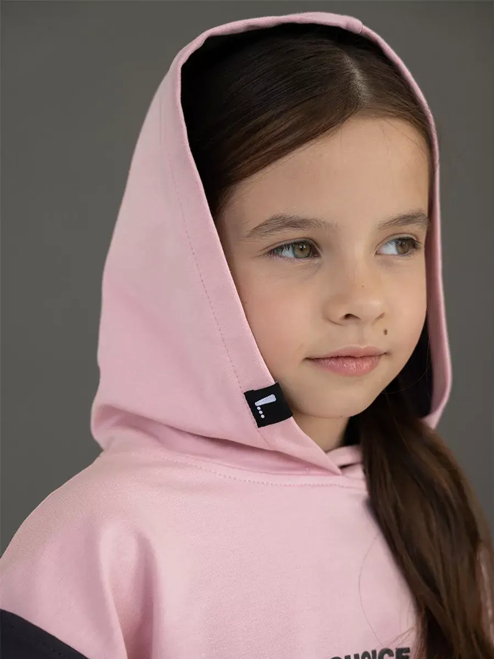 Худи для девочки с завязками розовое