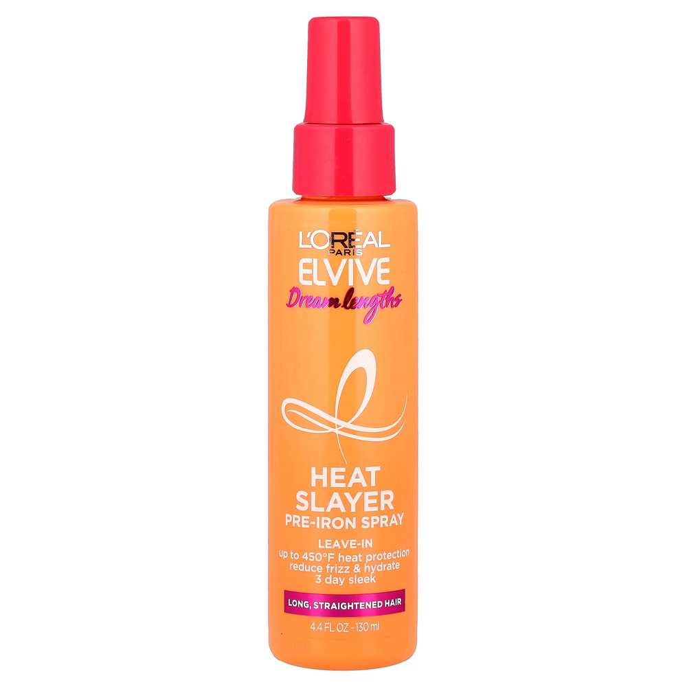 L'Oréal, Elvive, Dream Lengths, Heat Slayer, спрей перед утюгом, для длинных, выпрямленных волос, 130 мл (4,4 жидк. Унции)