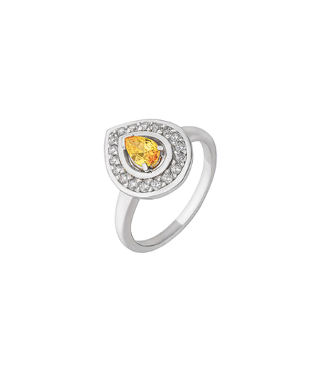 Кольцо из серебра со вставками из жёлтого и бесцветных фианитов