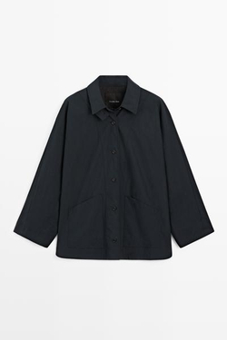 Massimo Dutti Куртка с воротником на пуговицах, глубокий синий