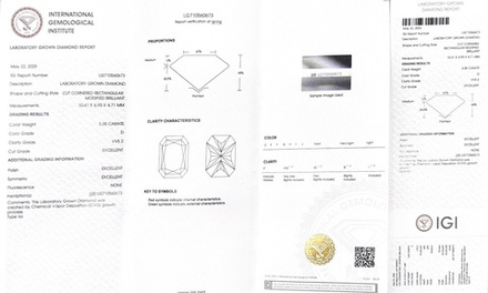 Лабораторно-выращенный бриллиант радиант 10.41 х 6.93 х 4.71 мм D/VVS2 3.05 ct
