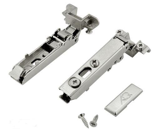 Петля накладная Clip V.2 с эксцентриком с доводчиком (с загл и саморезами) для ал рамок никель AQ