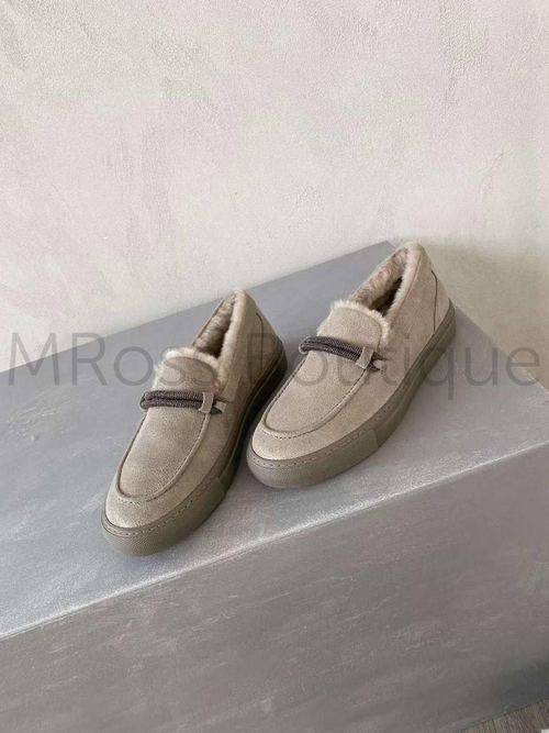 Женские лоферы Brunello Cucinelli с мехом