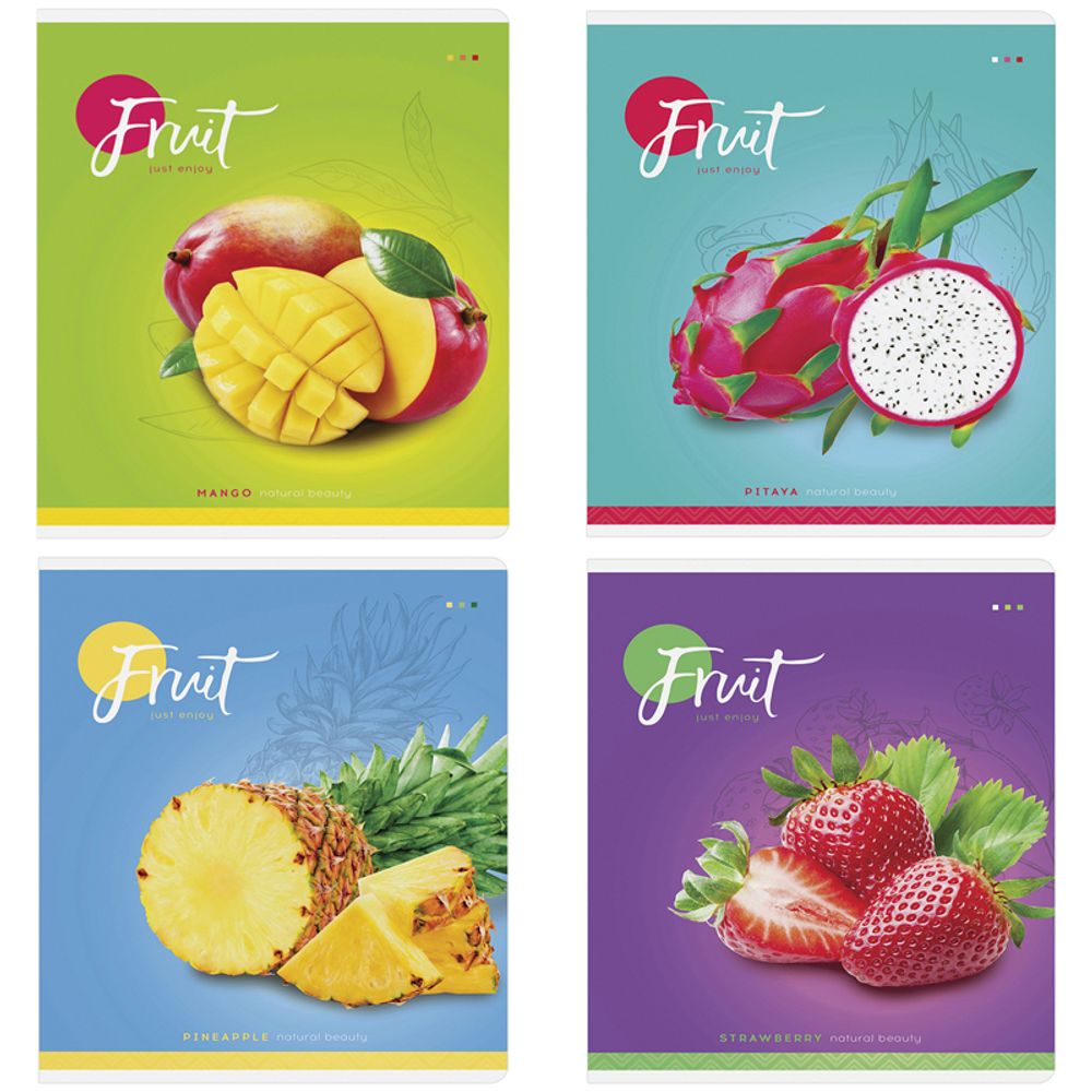 Тетрадь 48л, А5, клетка, Спейс Фрукты. Colourful collage, 1шт