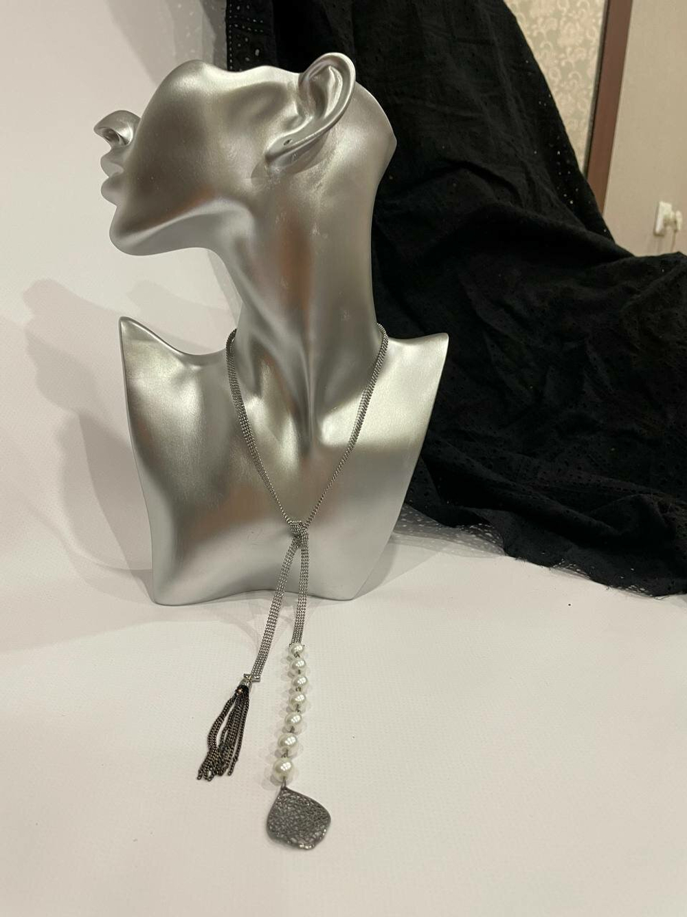 Кулон. Подвеска  трансформер "Галстук-узел" в серебряном цвете