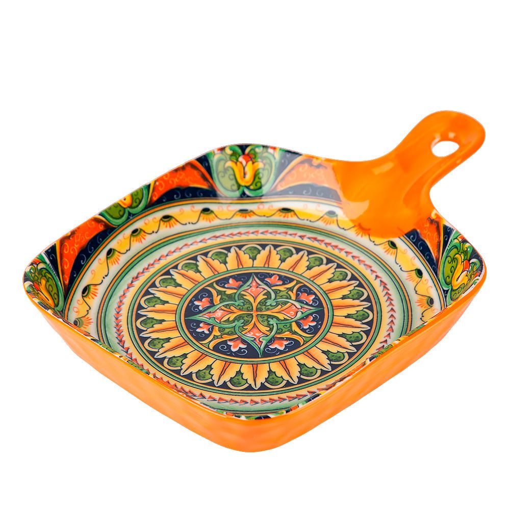 Блюдо с ручкой "Arabesque" (оранжевый) 23х14,5см (min9) (транспортная упаковка)