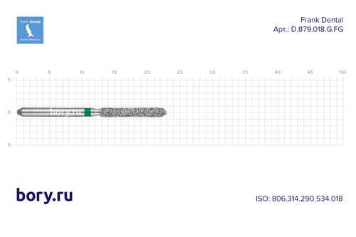 Бор алмазный зеленый  Frank Dental типа FG - D.879.018.G.FG