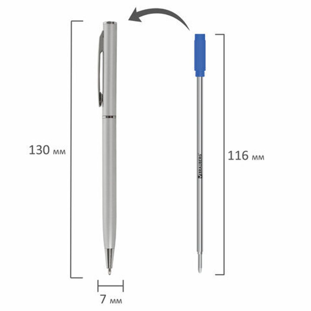 Ручка подарочная шариковая BRAUBERG "Delicate Silver", корпус серебристый, узел 1 мм, линия письма 0,7 мм, синяя, 141401