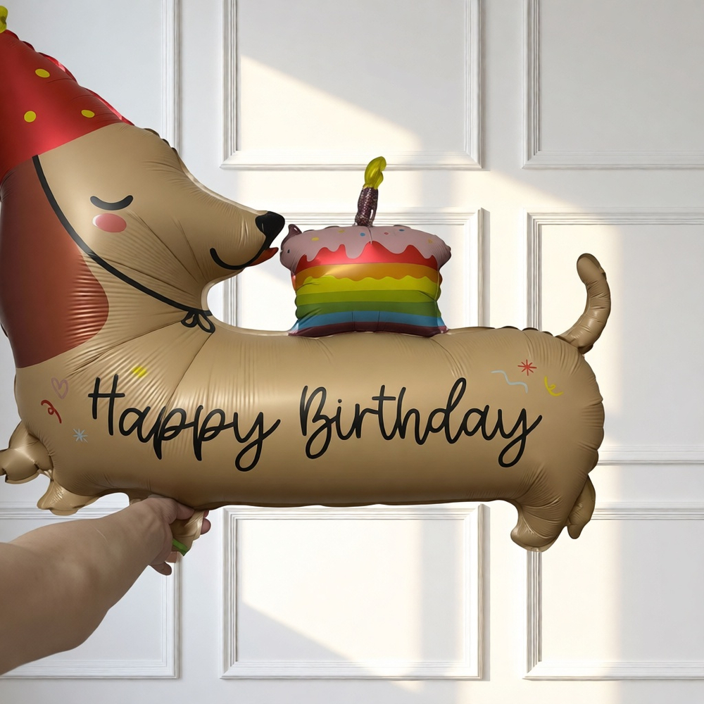 Фольгированный шар-фигура «Happy Birthday. Такса в колпаке», 109 см