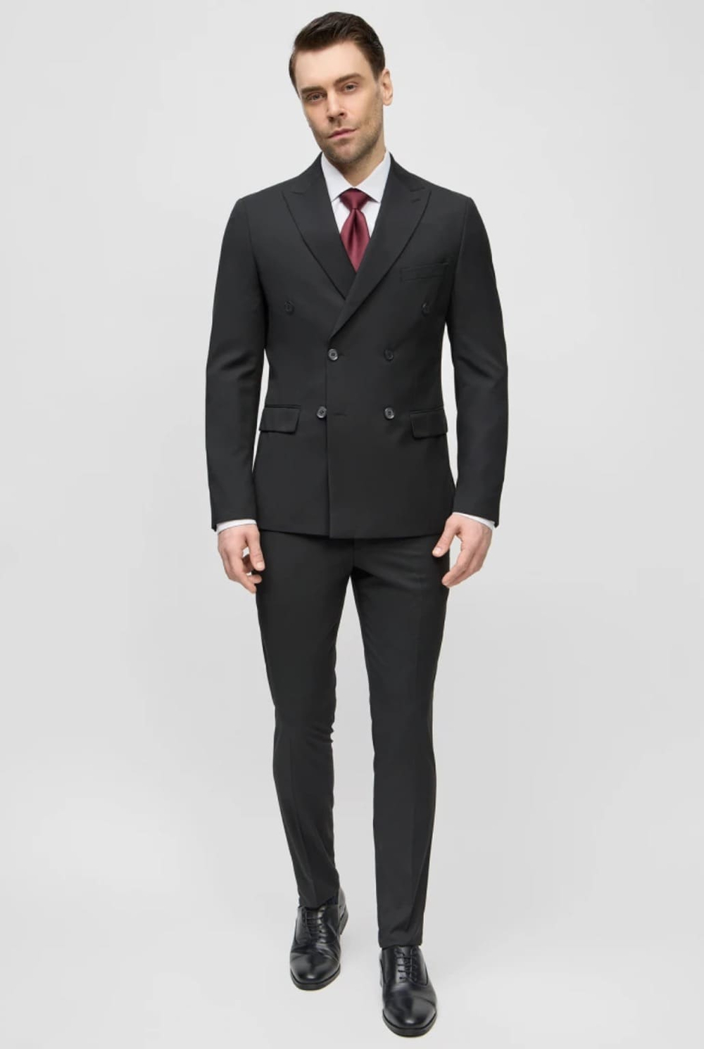 Мужской костюм двубортный (черный) В71