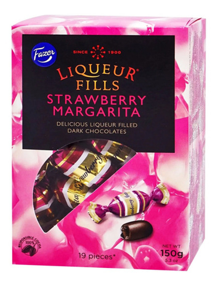 Шоколадные конфеты ликерные Fazer LIQUEUR FILLS Strawberry Margarita 150 г., клубничная маргарита