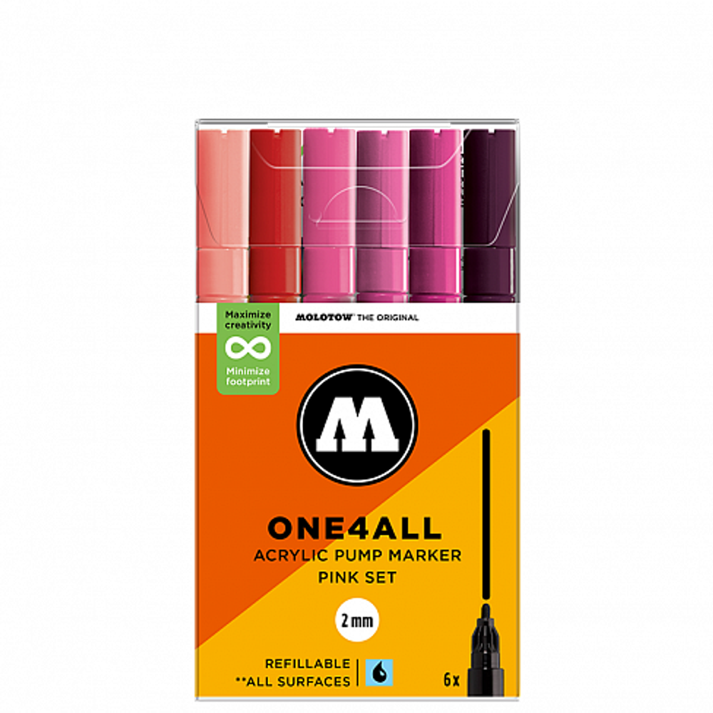Molotow Набор маркеров ONE4ALL 127HS Pink-Set 6 шт 200812 2 мм