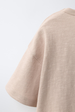 ZARA ОДНОТОННАЯ ФУТБОЛКА, РЫЖЕВАТО-КОРИЧНЕВЫЙ