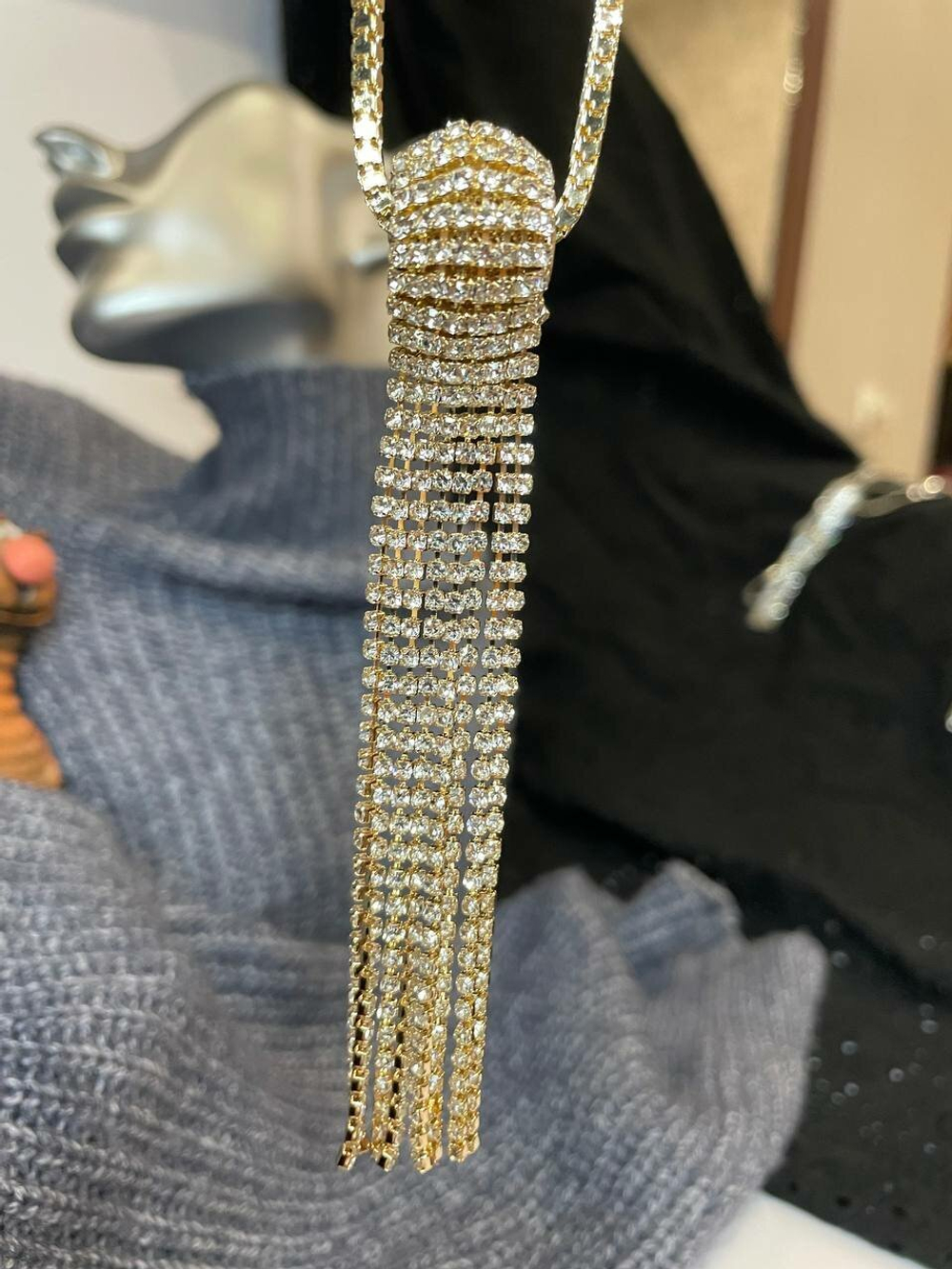 Кулон. Подвеска со стразами "Лучезарный узел" Цвет золото