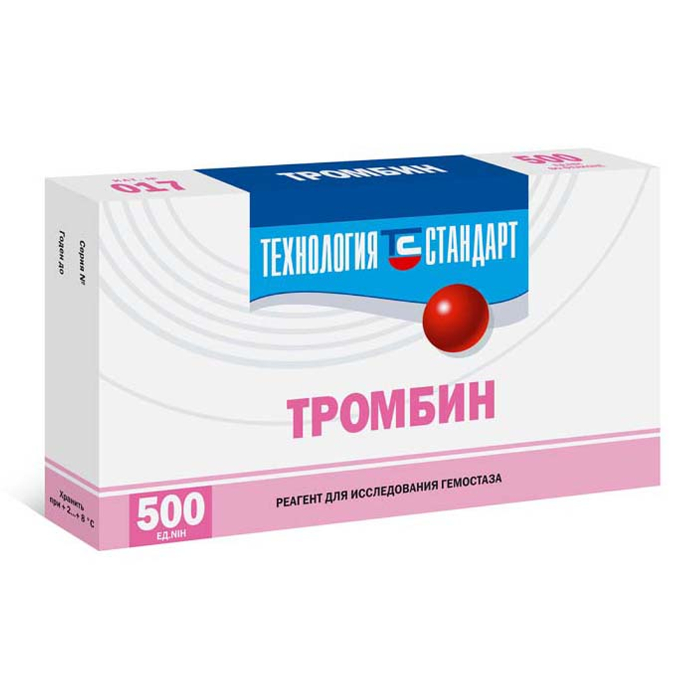 Тромбин (Тромбо-тест), (500 ед. NIH), на 10 мл, Технология-Стандарт (017), 1фл.