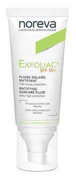 Норева Эксфолиак Матирующая солнцезащитная эмульсия SPF50+ Noreva Exfoliac Matifying suncare fluid SPF 50+40 мл