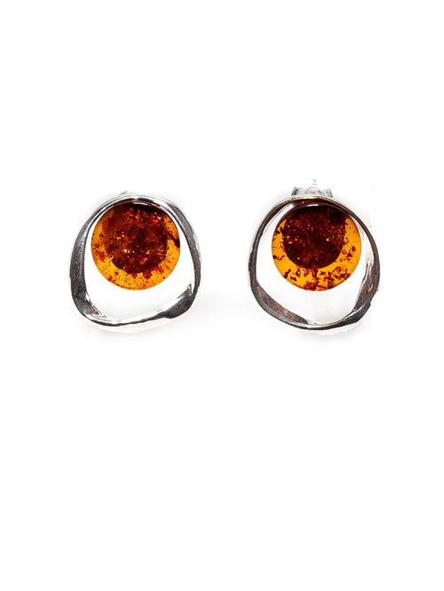 Серьги с натуральным коньячным янтарем