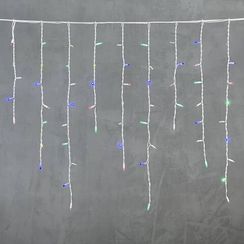 Светодиодная бахрома с колпачком 3,2*0,9 м., 168 разноцветных LED ламп, каучуковый белый провод, LTC (LL168-8-2M)