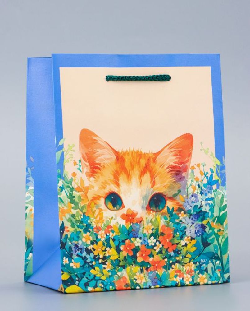 Пакет подарочный "Котик" 11.5×14.5×6.5 см