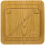 СВЕТОЗАР Гамма, с заземлением одинарная с крышкой цвет ольха 16А/~250В, Электрическая розетка (SV-54110-A)