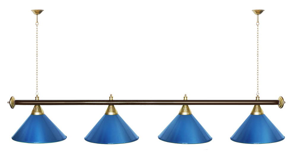 Лампа STARTBILLIARDS 4 пл. (плафоны зеленые,штанга зеленая,фурнитура золото)