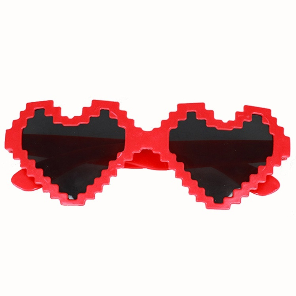 Карнавальные очки «Сердце» красные, пиксели