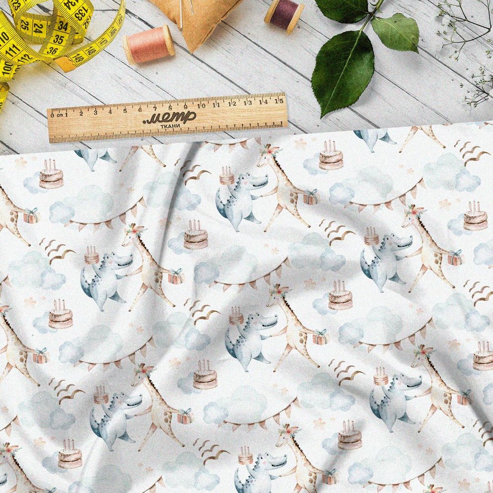Ткань поплин зверьки на дне рождения