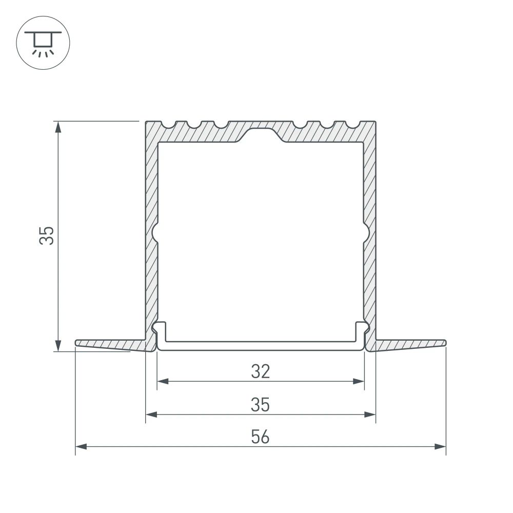 Профиль ARH-POWER-F-W35-2000 ANOD (Arlight, Алюминий) 016139
