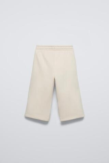 ZARA БРЮКИ WIDE LEG С ЛАМПАСАМИ, ЭКРЮ