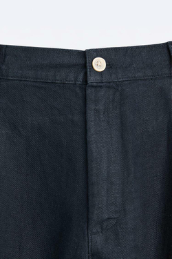 ZARA БРЮКИ ИЗ 100% ЛЬНА, МОРСКОЙ СИНИЙ